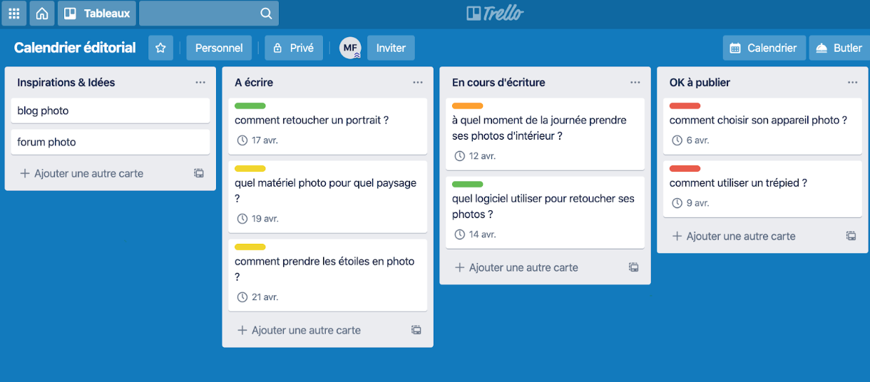 exemple application trello calendrier éditorial